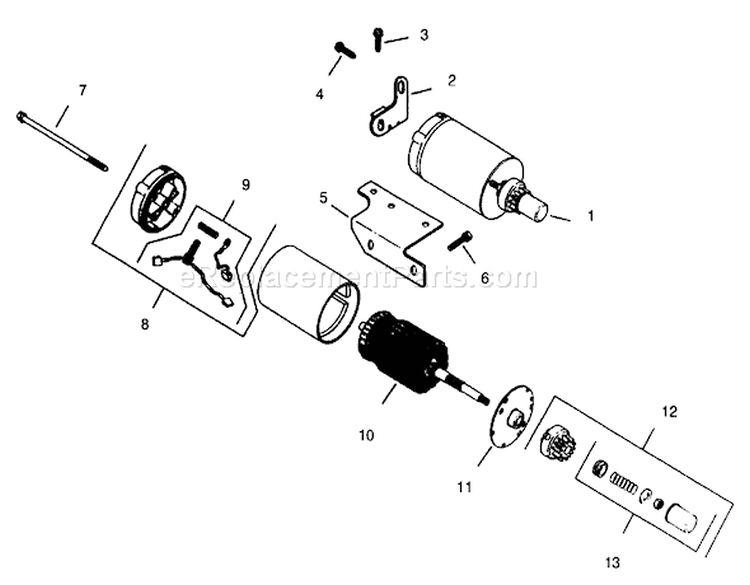 Starter Diagram and Parts List for 73401 5900261-5901260 - 1995 Toro Lawn Tractor