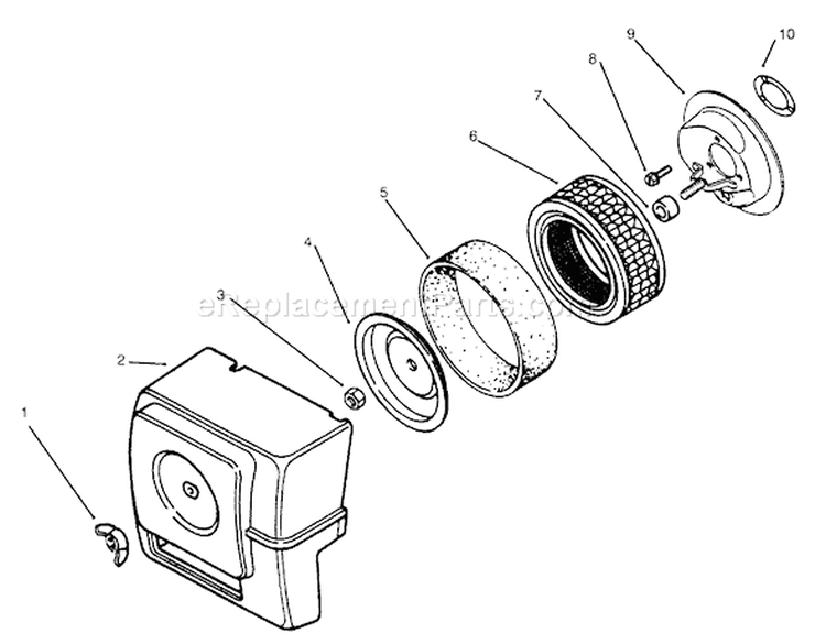 Air Cleaner Diagram and Parts List for 73402 6900001-6999999 - 1996 Toro Lawn Tractor