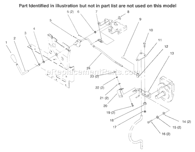 Pto Clutch Linkage Diagram and Parts List for 73402 6900001-6999999 - 1996 Toro Lawn Tractor