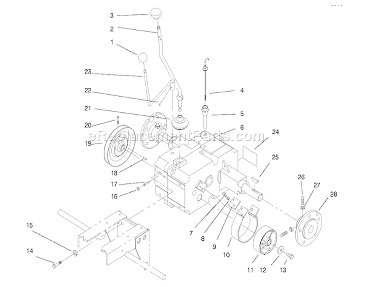 Transmission Assembly Diagram and Parts List for 73402 7900001-7999999 - 1997 Toro Lawn Tractor