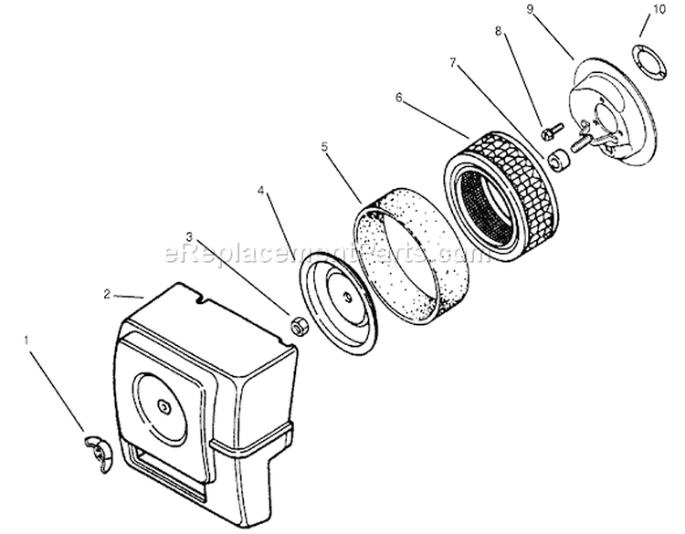 Air Cleaner Diagram and Parts List for 73403 6900001-6999999 - 1996 Toro Lawn Tractor
