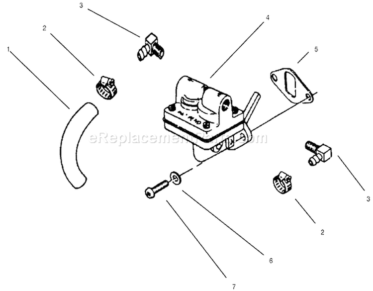 Fuel Pump Diagram and Parts List for 73403 6900001-6999999 - 1996 Toro Lawn Tractor