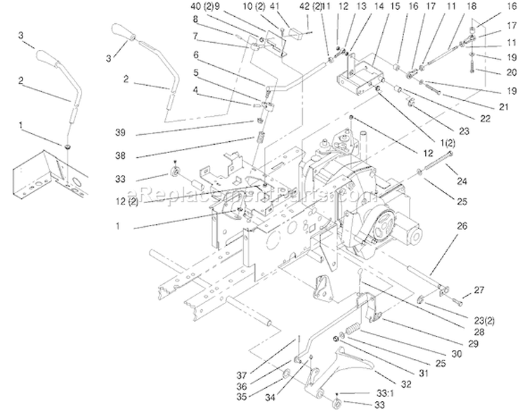 Hydro Controls, Brake Diagram and Parts List for 73403 6900001-6999999 - 1996 Toro Lawn Tractor