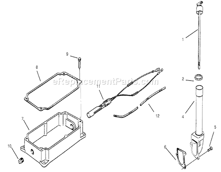 Oil Pan And Dipstick Diagram and Parts List for 73403 6900001-6999999 - 1996 Toro Lawn Tractor