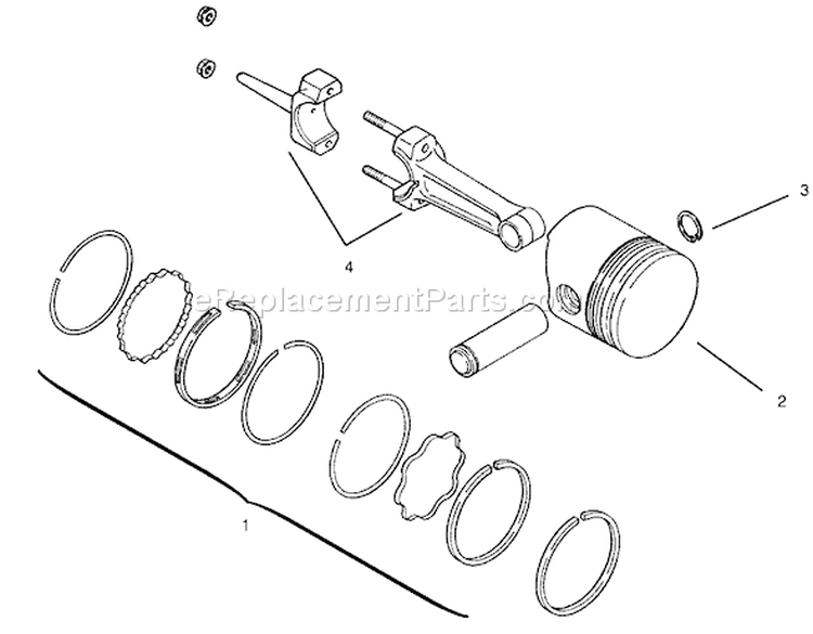 Piston And Rings Diagram and Parts List for 73403 6900001-6999999 - 1996 Toro Lawn Tractor