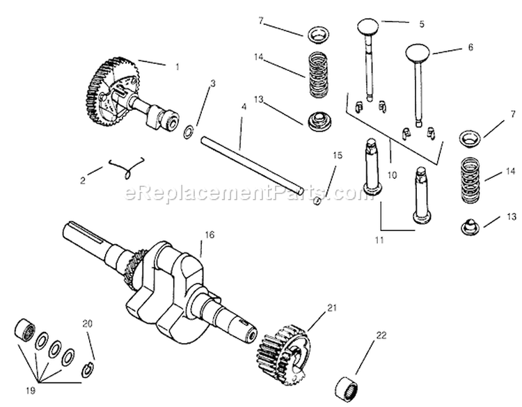 Camshaft & Crankshaft Diagram and Parts List for 73403 6900001-6999999 - 1996 Toro Lawn Tractor
