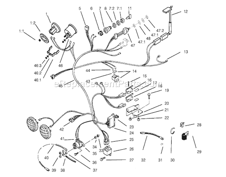 314-H Wire Harness Attachment & Component-S Diagram and Parts List for 73403 7900001-7999999 - 1997 Toro Lawn Tractor