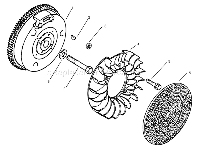 Flywheel Diagram and Parts List for 73403 7900001-7999999 - 1997 Toro Lawn Tractor