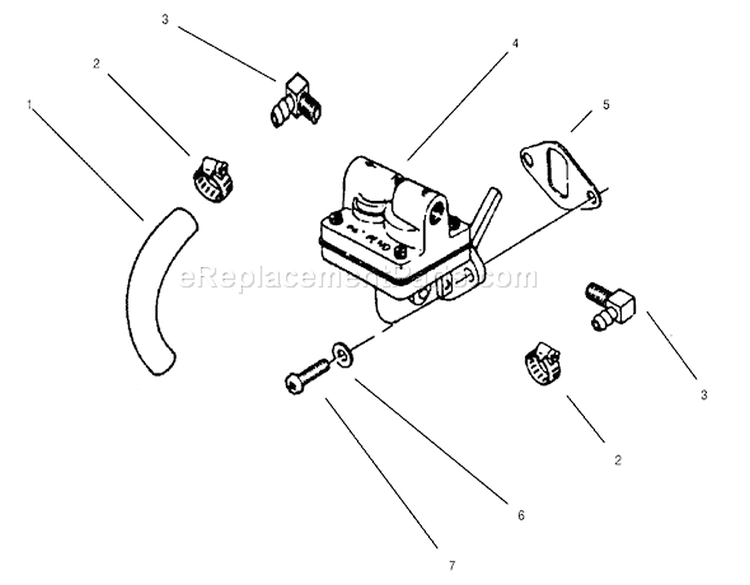 Fuel Pump Diagram and Parts List for 73403 7900001-7999999 - 1997 Toro Lawn Tractor