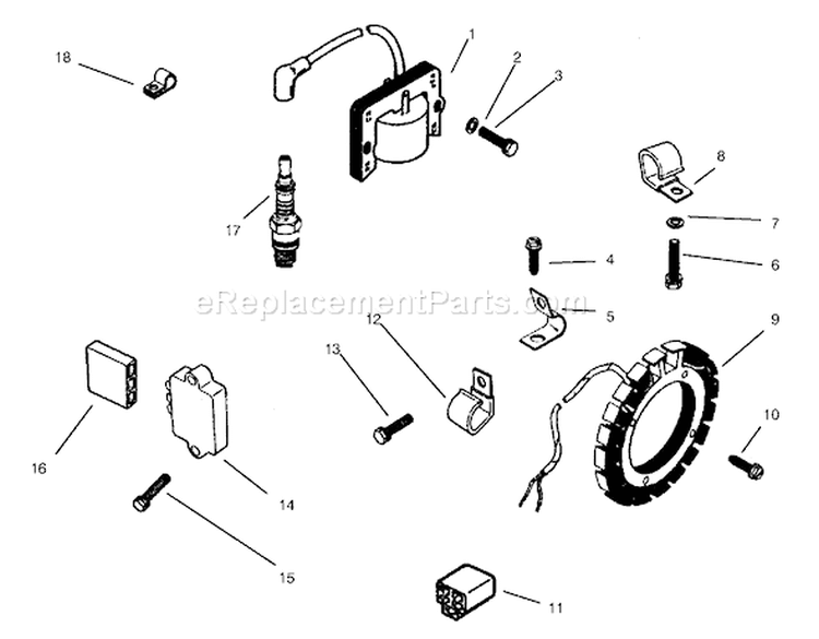 Ingnition System Diagram and Parts List for 73403 7900001-7999999 - 1997 Toro Lawn Tractor