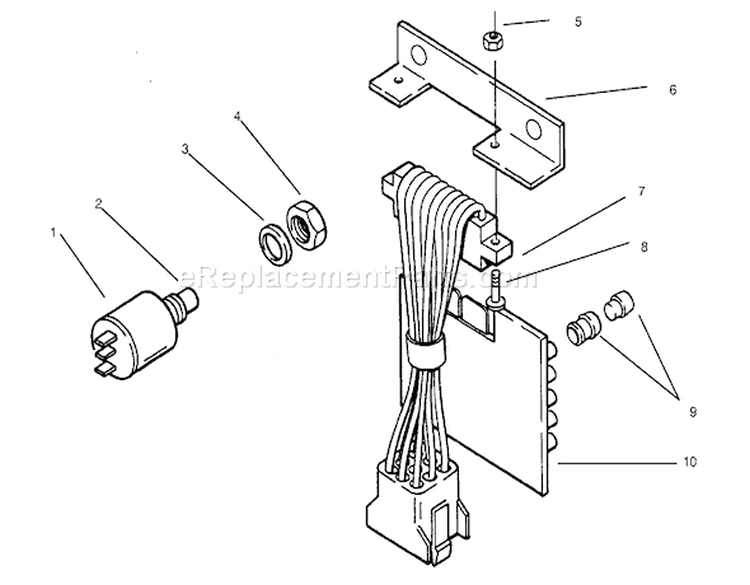 Pc Board & Test Switch Diagram and Parts List for 73403 7900001-7999999 - 1997 Toro Lawn Tractor