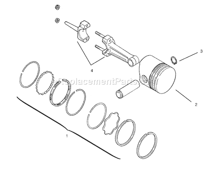 Piston And Rings Diagram and Parts List for 73403 7900001-7999999 - 1997 Toro Lawn Tractor