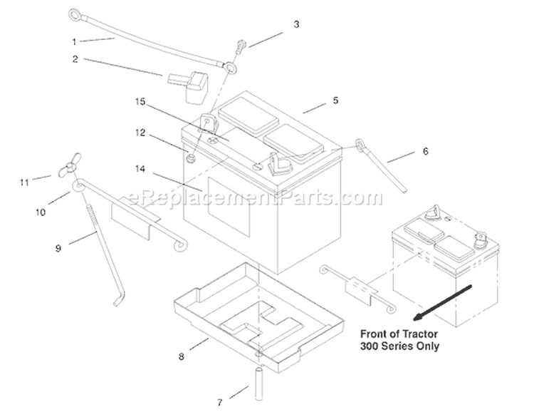 Battery Assembly Diagram and Parts List for 73403 7900001-7999999 - 1997 Toro Lawn Tractor