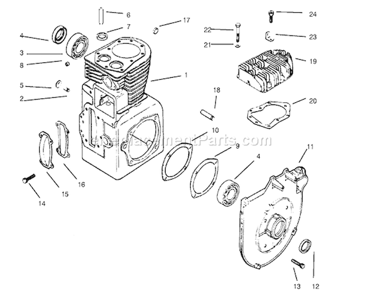 Crankcase And Cylinder Head Diagram and Parts List for 73403 7900001-7999999 - 1997 Toro Lawn Tractor