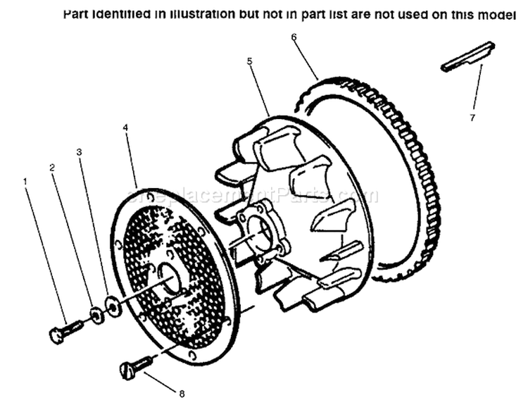 Flywheel Diagram and Parts List for 73423 6900001-6999999 - 1996 Toro Lawn Tractor