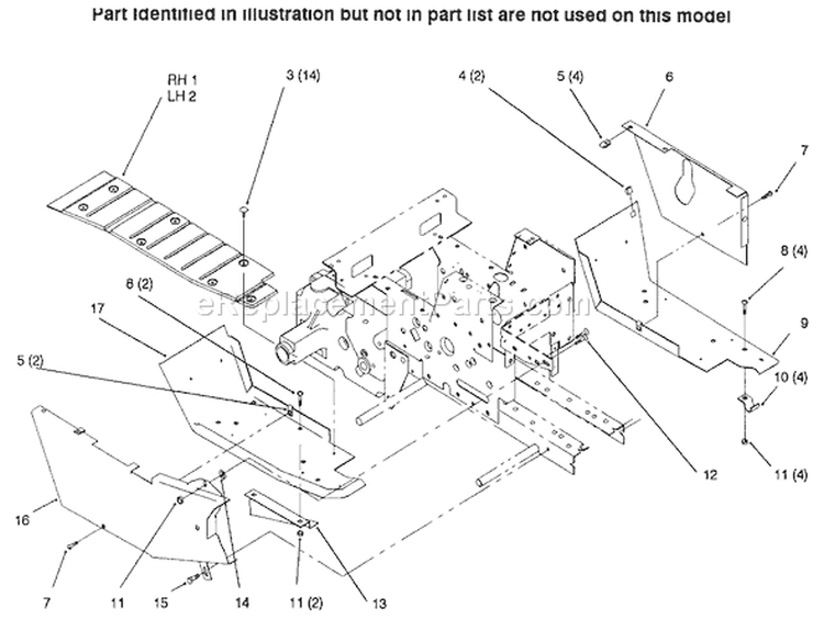 Footrests Diagram and Parts List for 73423 6900001-6999999 - 1996 Toro Lawn Tractor