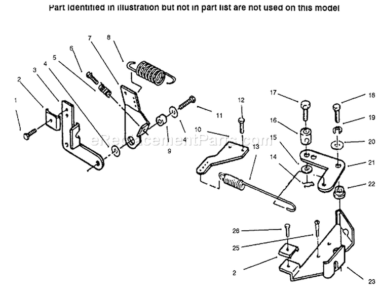 Governor Diagram and Parts List for 73423 6900001-6999999 - 1996 Toro Lawn Tractor