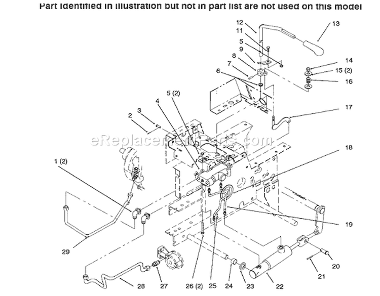 Hydraulic Lift System Diagram and Parts List for 73423 6900001-6999999 - 1996 Toro Lawn Tractor