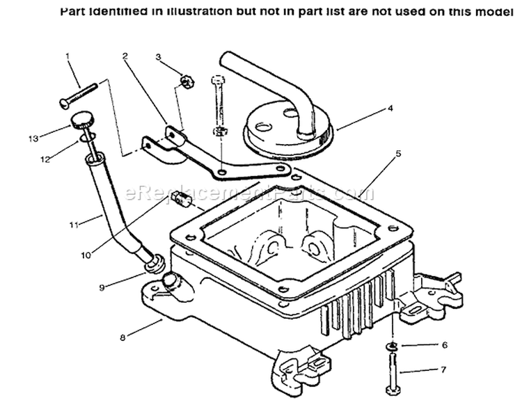 Oil Fill Tube & Base Diagram and Parts List for 73423 6900001-6999999 - 1996 Toro Lawn Tractor