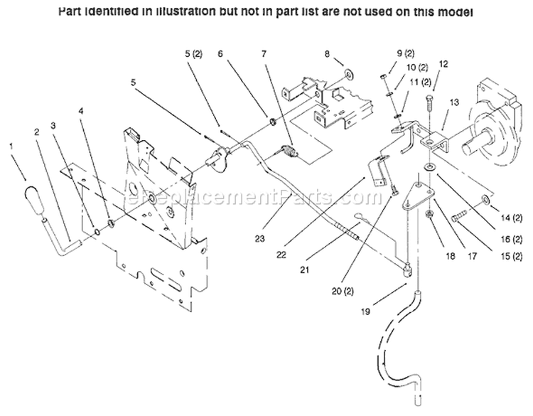 Pto Clutch Linkage Diagram and Parts List for 73423 6900001-6999999 - 1996 Toro Lawn Tractor