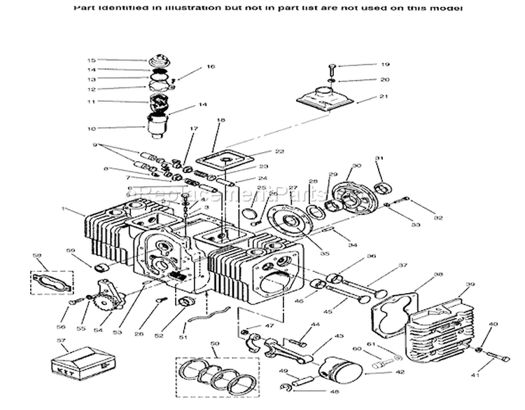 Engine Cylinder Block Diagram and Parts List for 73423 6900001-6999999 - 1996 Toro Lawn Tractor