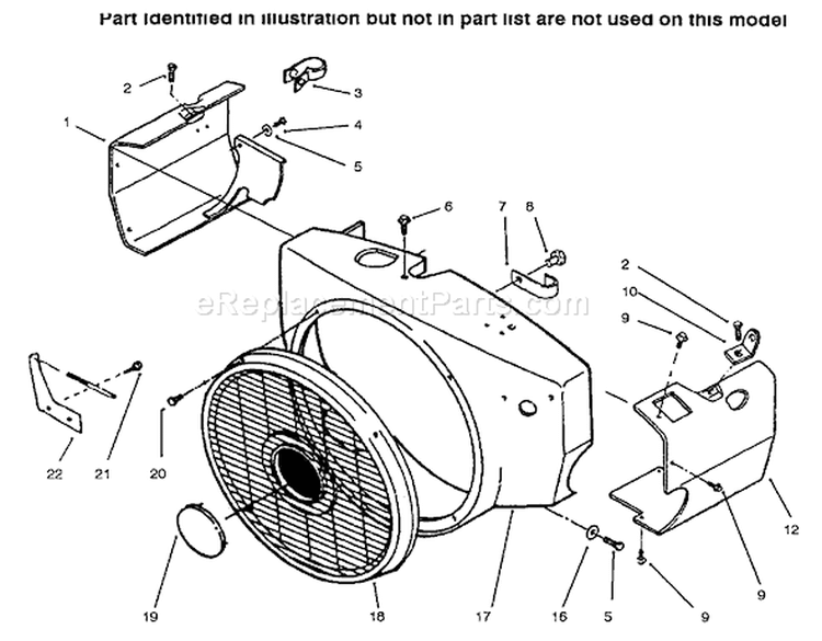 Engine Housing Diagram and Parts List for 73423 6900001-6999999 - 1996 Toro Lawn Tractor