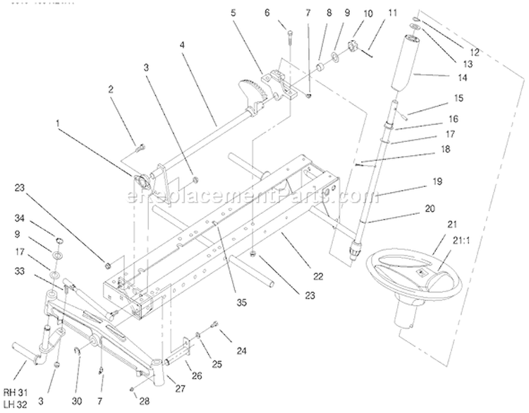Frame Axle And Steering System Diagram and Parts List for 73423 7900001-7999999 - 1997 Toro Lawn Tractor
