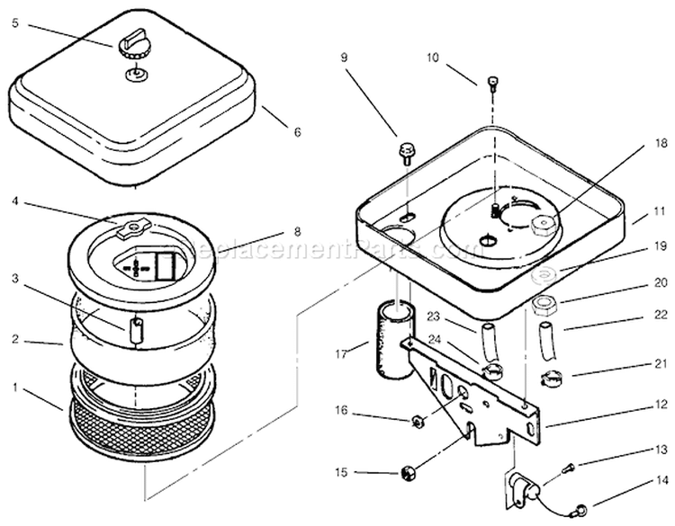 Air Cleaner Diagram and Parts List for 73423 7900001-7999999 - 1997 Toro Lawn Tractor