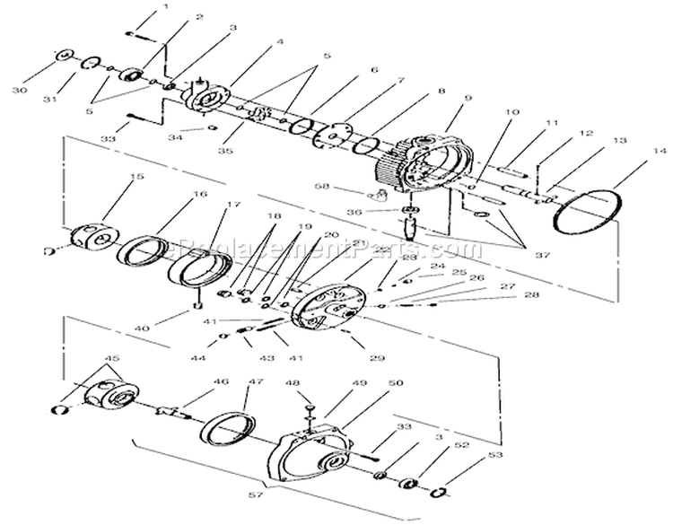 Eaton Hydrostatic Transmission #1100-062 Diagram and Parts List for 73423 7900001-7999999 - 1997 Toro Lawn Tractor