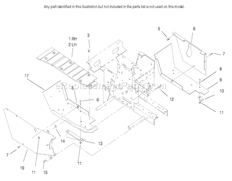 Footrests & Hoodstand Side Covers Diagram and Parts List for 73428 8900500-8999999 - 1998 Toro Lawn Tractor