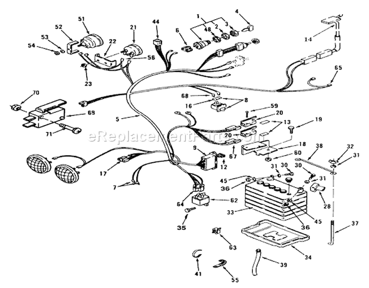 Electrical System Diagram and Parts List for 73420 3900001-3999999 - 1993 Toro Lawn Tractor