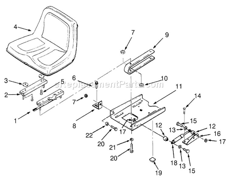Seat Diagram and Parts List for 73420 3900001-3999999 - 1993 Toro Lawn Tractor