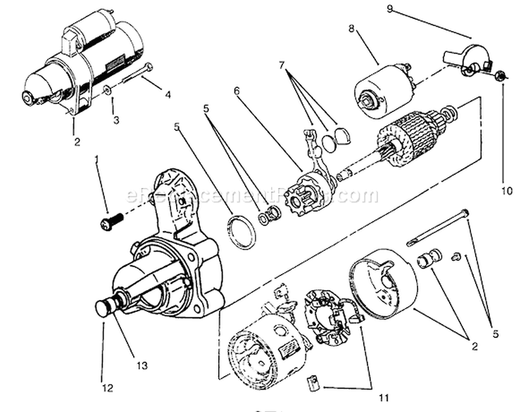 Starter Diagram and Parts List for 73420 3900001-3999999 - 1993 Toro Lawn Tractor