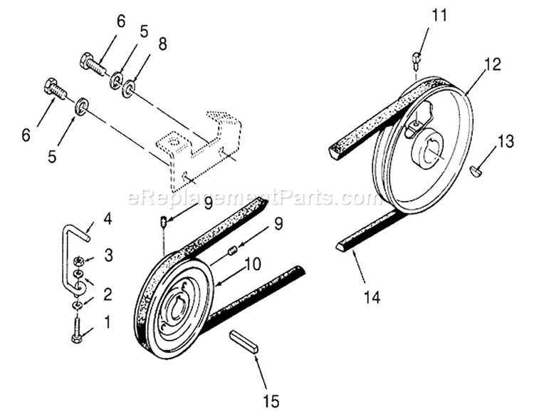 Drive Belt And Pulleys Diagram and Parts List for 73420 3900001-3999999 - 1993 Toro Lawn Tractor