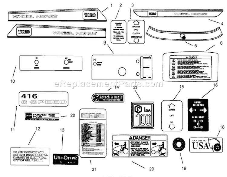 Page K Diagram and Parts List for 73420 4900001-4999999 - 1994 Toro Lawn Tractor