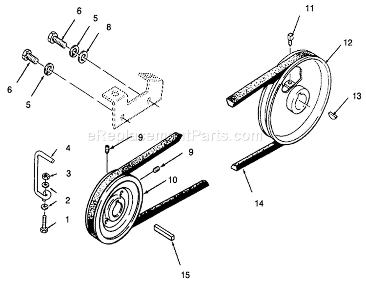 Drive Belt And Pulleys Diagram and Parts List for 73440 5900223-5999999 - 1995 Toro Lawn Tractor