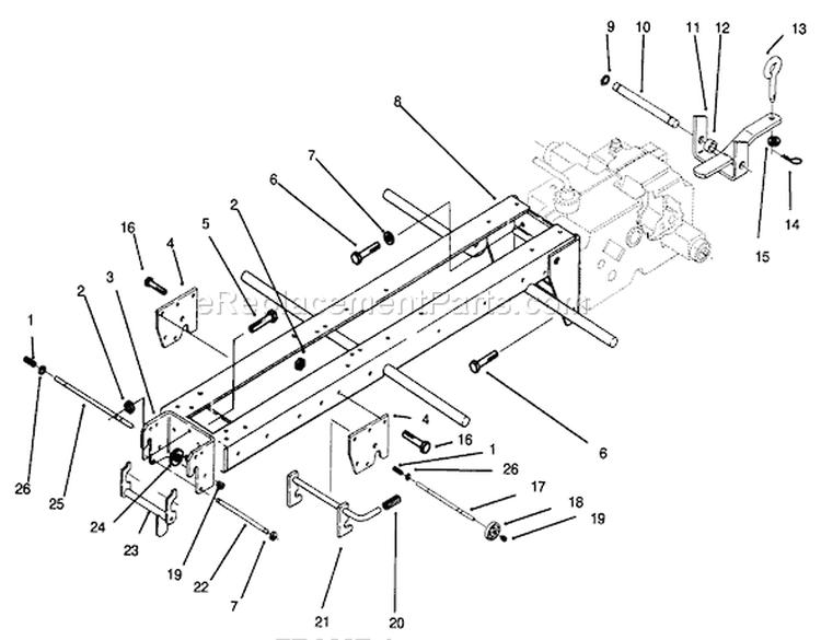Frame & Hitches Diagram and Parts List for 73440 5900223-5999999 - 1995 Toro Lawn Tractor