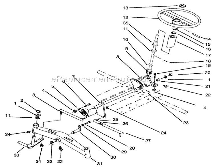 Front Axle And Steering Diagram and Parts List for 73440 5900223-5999999 - 1995 Toro Lawn Tractor