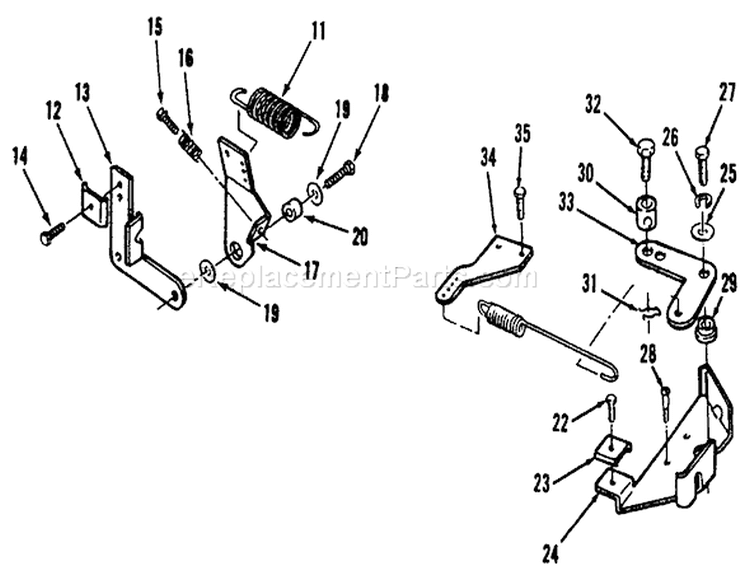 Governor Diagram and Parts List for 73440 5900223-5999999 - 1995 Toro Lawn Tractor