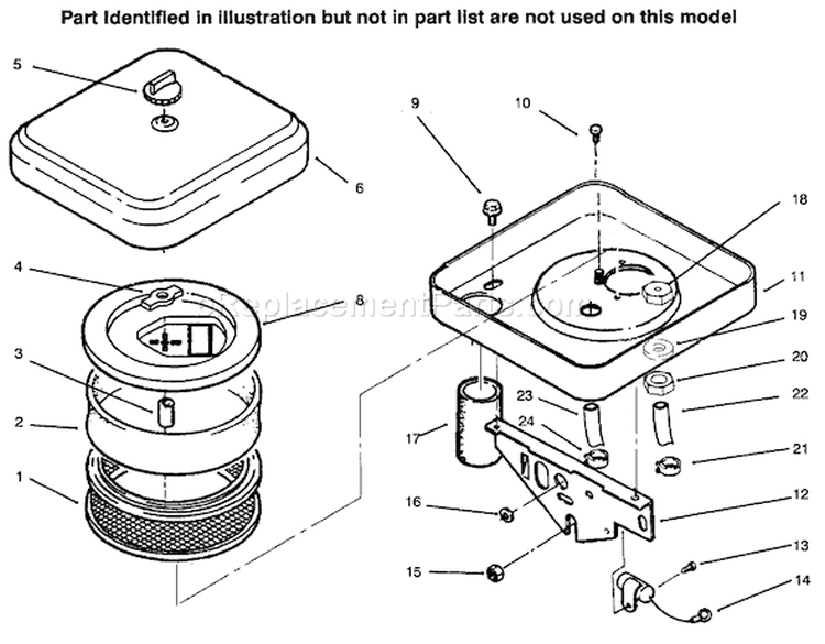 Air Cleaner Diagram and Parts List for 73441 69000001-69999999 - 1996 Toro Lawn Tractor