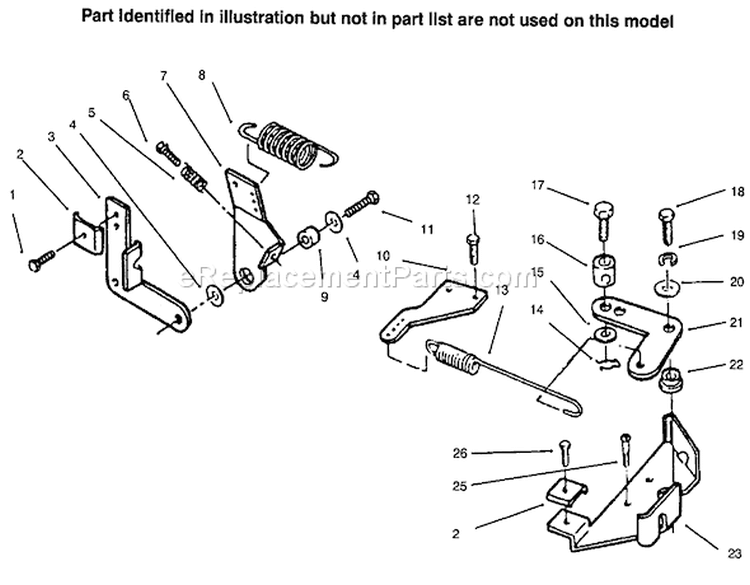 Governor Diagram and Parts List for 73441 69000001-69999999 - 1996 Toro Lawn Tractor