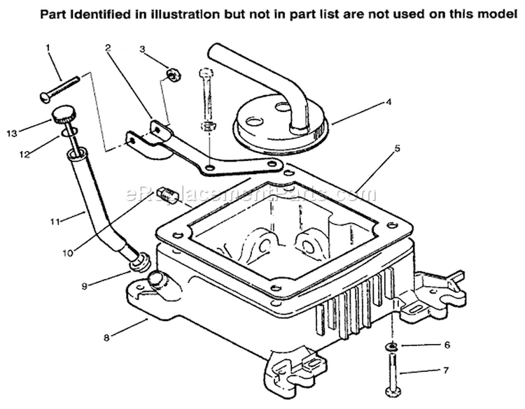 Oil Fill Tube & Base Diagram and Parts List for 73441 69000001-69999999 - 1996 Toro Lawn Tractor