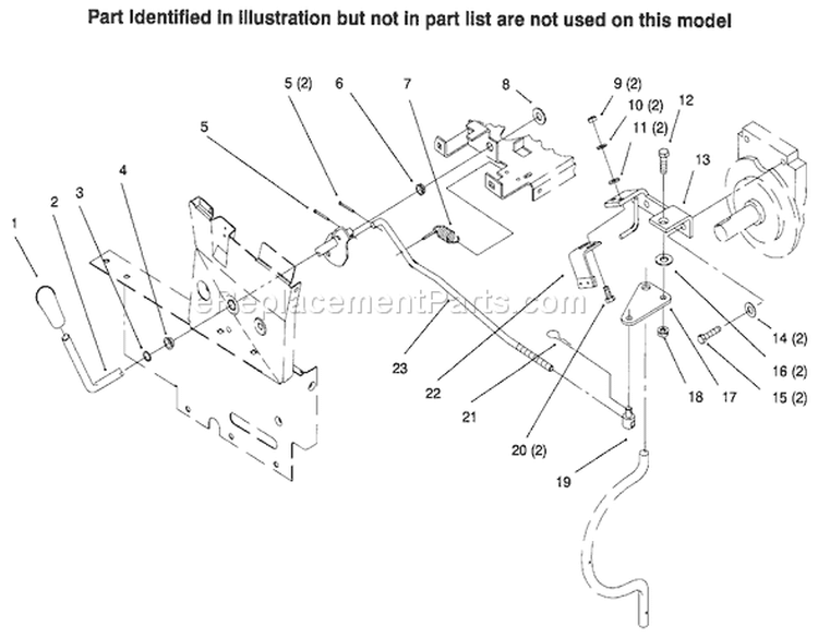 Pto Clutch Linkage Diagram and Parts List for 73441 69000001-69999999 - 1996 Toro Lawn Tractor