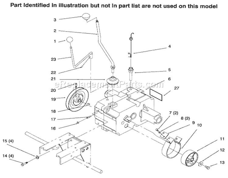 Transmission Diagram and Parts List for 73441 69000001-69999999 - 1996 Toro Lawn Tractor