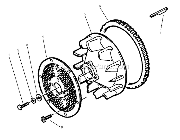 Flywheel Diagram and Parts List for 73441 7900001-7999999 - 1997 Toro Lawn Tractor