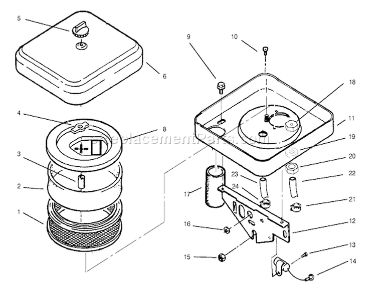 Air Cleaner Diagram and Parts List for 73441 7900001-7999999 - 1997 Toro Lawn Tractor