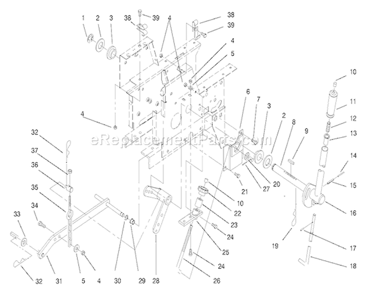Manual Lift System Diagram and Parts List for 73441 7900001-7999999 - 1997 Toro Lawn Tractor