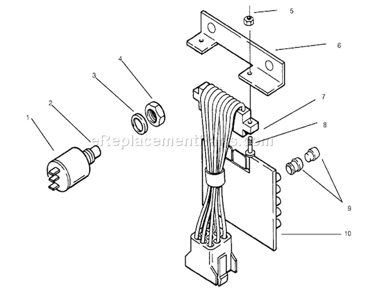 Pc Board & Test Switch Diagram and Parts List for 73441 7900001-7999999 - 1997 Toro Lawn Tractor