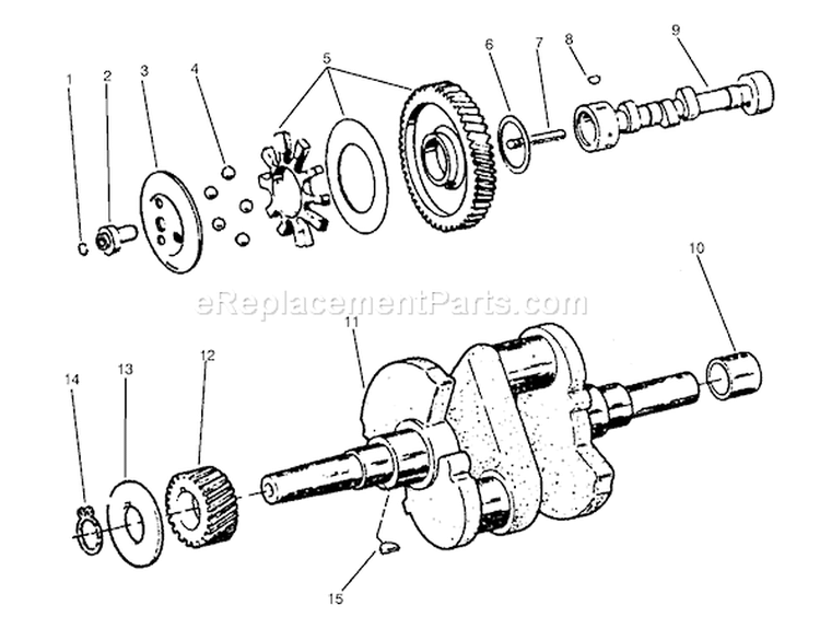 Cam & Crankshafts Diagram and Parts List for 73441 7900001-7999999 - 1997 Toro Lawn Tractor