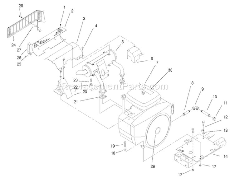 Engine Assembly Diagram and Parts List for 73441 7900001-7999999 - 1997 Toro Lawn Tractor